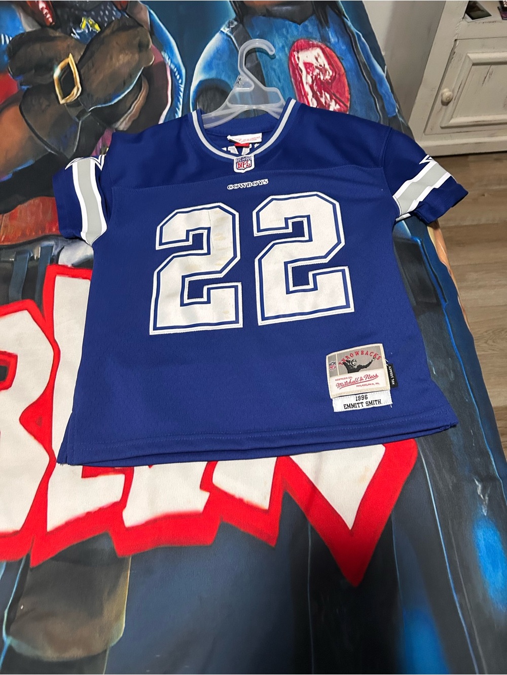 Mitchell & Ness Kids Blue #22 Football Jersey